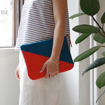＜ご予約商品＞倉敷帆布のバイカラーポーチ“Rich blue × 100％ Orange”