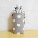 再販♪［完成品］猫柄がかわいい♪保温・保冷ペットボトルカバー（猫シルエットグレー）