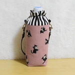 再販♪［完成品］猫柄がかわいい♪保温・保冷ペットボトルカバー（ハチワレ猫くすみピンク）