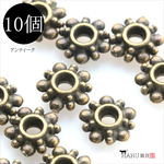 【40個】メタルビーズ★c1/アンティーク★スペーサー ロンデル 花状 アクセサリーパーツ