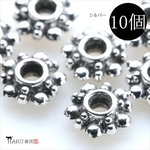 R-307 メタルビーズ★c2/シルバー★10個 スペーサー ロンデル 花状 アクセサリーパーツ
