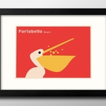 12378■A3アートポスター『ペリカン　鳥　ビンテージ』絵画　イラスト　デザイン　北欧　マット紙
