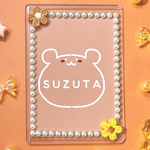 刺繍の小花　パール　オレンジ　硬質ケース　ブロマイド　トレカ　ポストカード
