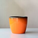 ドイツから きれいなオレンジの釉薬 ヴィンテージ 陶器の鉢 鉢カバー Art pottery 花器 フラワーポット 植木鉢 フラワーベース アンティーク_ig3802