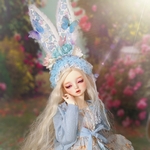『私の好きな世界』うさぎ耳のお花と蝶々のリボンのカチューシャ (ワイヤーなし)60cmドール対応サイズ(SD SDGr SD13 SD17 ブライス)
