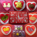 スカンジナビアフラワー缶にうさぎ＆お花＆鳥の形のクッキー７袋詰め合わせ♪