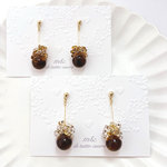 べっこう色(Mサイズ)と光の粒ピアス/イヤリング