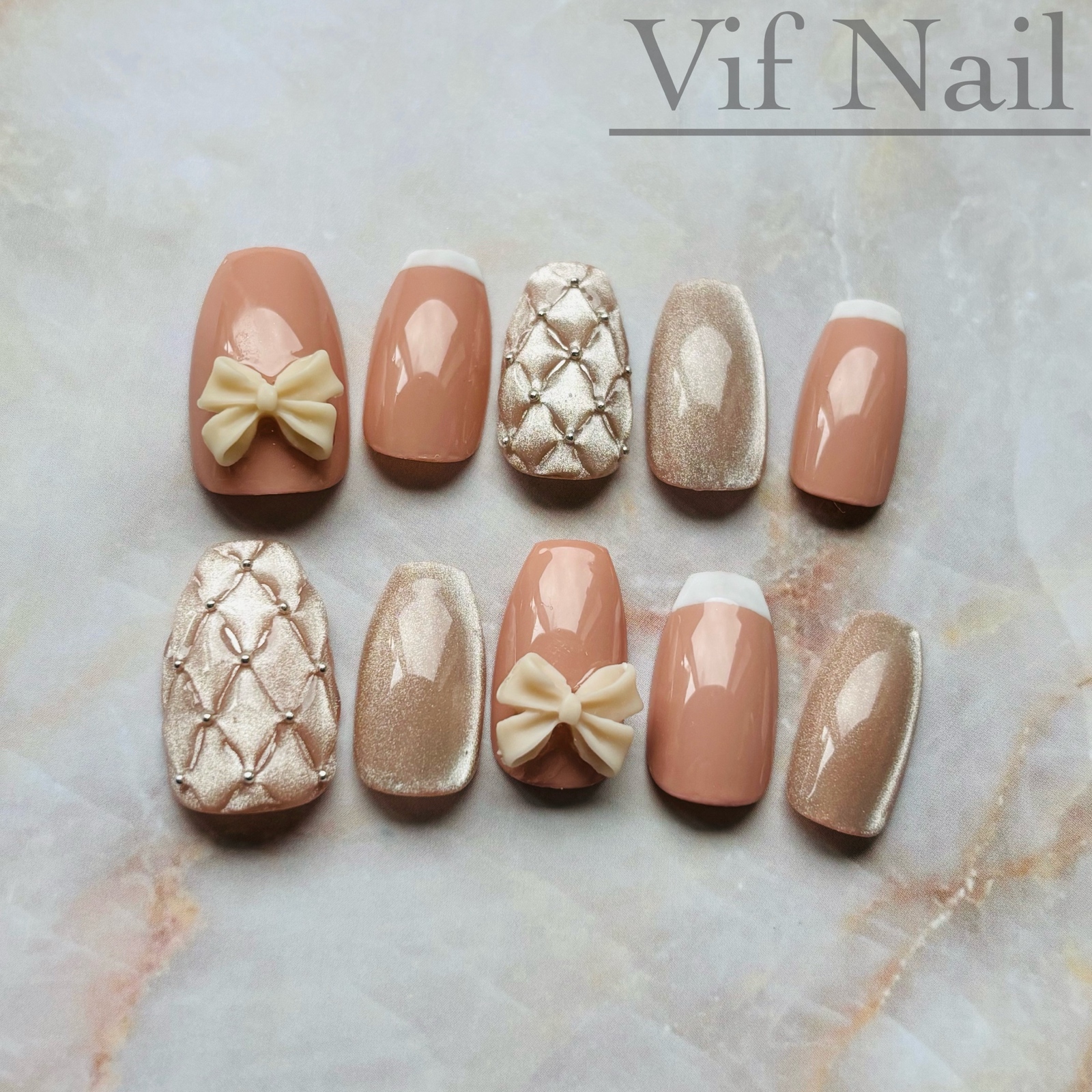キルティング×リボンネイル - Vif Nail | minne byGMOペパボ 国内最大 