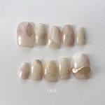 No.19 春ネイル　卒業式ネイル　パープル　紫　もやもや　ニュアンス　ぷっくり　ゴールド　ネイルチップ