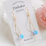 K16美しいクラックガラス×ウェーブのキラキライヤリング/ピアス✨（春・夏・ブルー×ピンク・紫陽花・花・揺れる・氷・大人可愛い・螺旋）