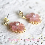さくら★シェルとスワロフスキーの桜ピアス
