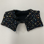 aiboちゃんのツイード スクエア襟(ブラック)　サテンリボン付き　aibo's black tweed square collar