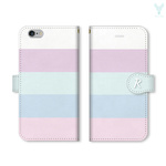 ボーダー 名入れ♪iPhone/スマホケース　パステル系ミント×ピンク