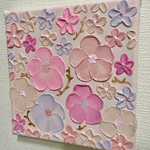 絵画　原画　テクスチャーアート　花　アクリル　キャンバスアート　アートパネル