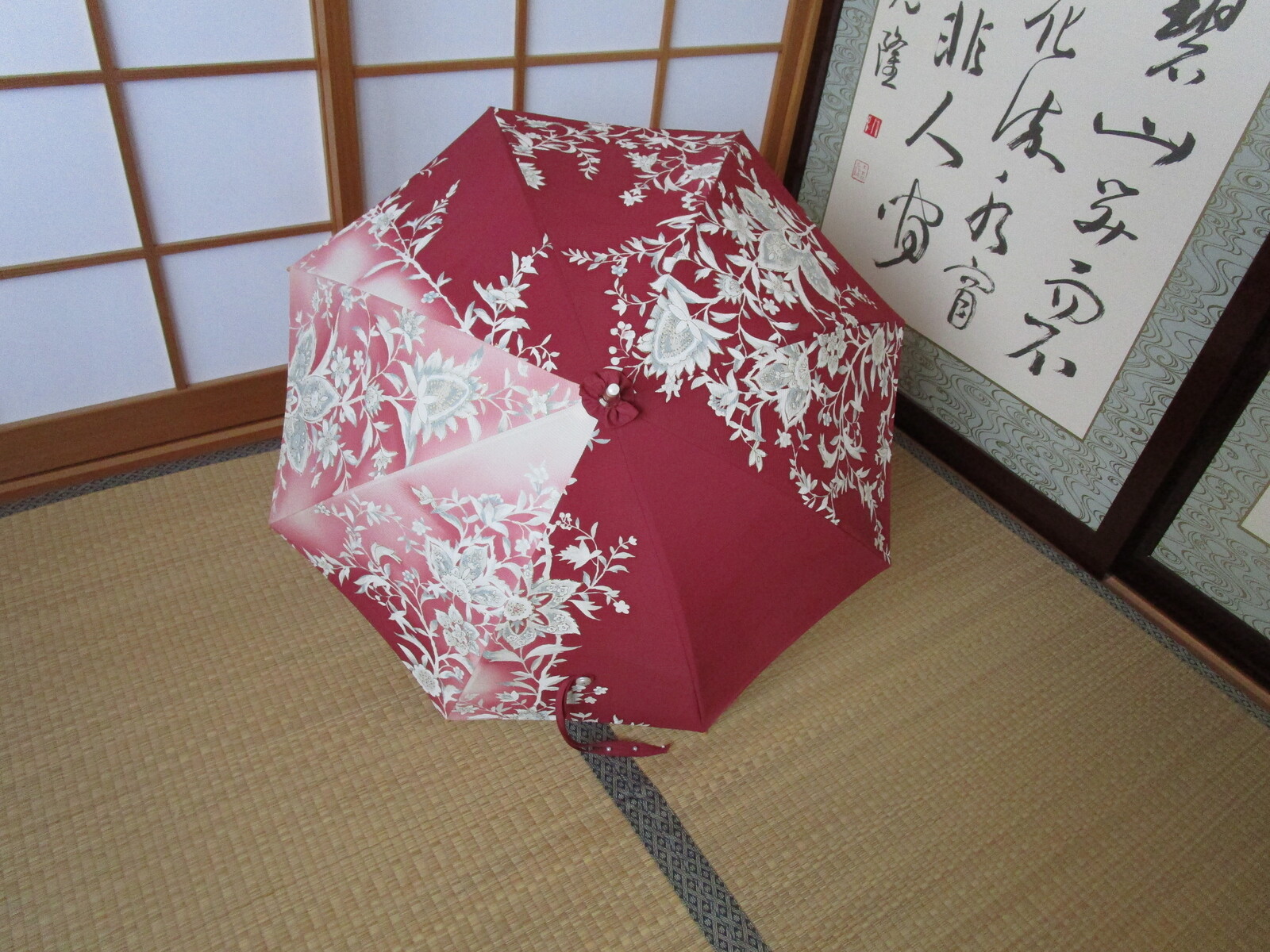 唐花・ぼかし正絹日傘（傘袋付き）