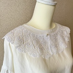 つけ襟　パイナップル編み　レース　ホワイト