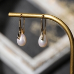 天然カラー3色◇淡水パールの一粒雫ピアス《白/ワイン/オレンジ》【14kgf】水◇涙◇金属アレルギー対応◇6月◇誕生石