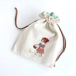 四角い刺繍巾着＊おつかいねこちゃん