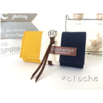 【受注製品】3色ボーダーのキーケース〈ネイビー＆マスタード〉