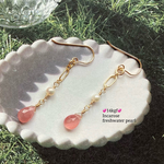 【お客様オーダー品】🌹 14kgf 🌹宝石質インカローズブリオレットカットと淡水真珠の揺れるノンホールピアス