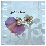 アシンメトリーお花ピアス