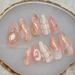 {ネイルチップ} 春ネイル キラキラ ニュアンス 奥行 マーブル うねうね