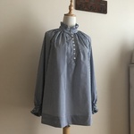 ストライプコットンで作ったで作ったギャザーフリルブラウス