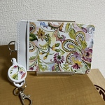 定期入れリール付き　デコパージュ  ペイズリー花柄