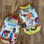 04061024様専用ページアメコミ風　ダックス柄　アッシュレッド　ミニチュアダックス服　ロン SMサイズ　タンクトップ　　ペットウエア　愛犬服　ペット服