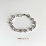 1pc)084）ブレスレット金具 トリプルリングチェーン 19cm ロジウム