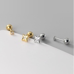 シルバー925 　小ぶり　　左右非対称　ボールキャッチ　四芒星 ピアス　つけっぱなし　小さめ　ピアス　金屬アレルギー対応