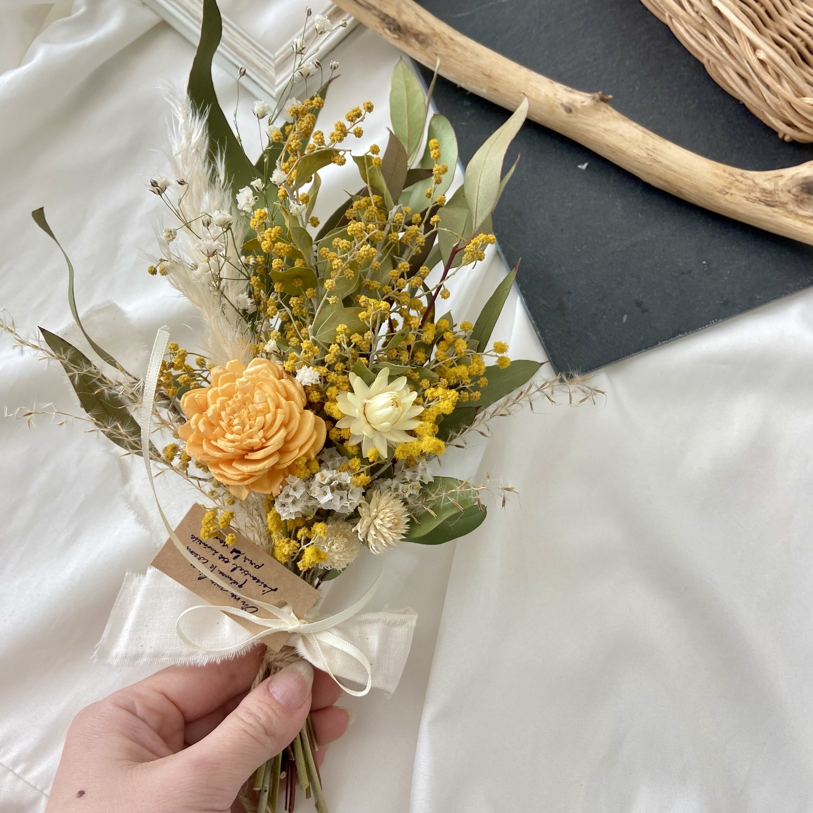 再販】ミモザ♡オレンジソーラーフラワー ドライフラワー