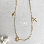 14kgf*重ね付けに大活躍‼️チャームネックレス《メダイ.クロス.フェザー》