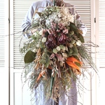 (75cm) ＊特大＊ ワイルドフラワーと春のお花のボリュームスワッグ/ドライフラワー/開店祝い/ミモザ/プロテア/ユーカリ