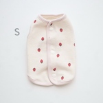 [犬服] Sサイズ 完成品 チワワ　　　　　　　　　　　　いちご柄 ミニ裏毛ニット パイピングベスト 背中開き 