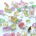 25ｇ約80個・さざれ硝子・ランダムミックス・クラックガラスビーズ・チップ・24022418