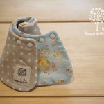 【再販】360度使えるエリザベススタイ　ベージュdot×水色花