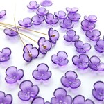 50個・10ｍｍ・パンジー・紫陽花・ダークパープル・アクリルフラワー・24022484