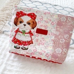 シーズー　三角マチあり　ポーチ　ピンク　花柄　化粧　通帳　お薬手帳　小物入れ　ハンドメイド