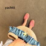 【新作・新色】2wayチェーン付き*麻バッグ×ライトデニムフリル*