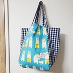 ☆kuma-go-chan様ご依頼品☆大きめころりんマルシェトートバッグ(しろくま×ネイビーギンガムチェック) 