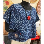 藍染め絞りのトップス　　　　　　　ハンドメイド