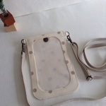 入れたまま操作できる！スマホポシェット さらに大きめサイズ＊ランダムドット しろ＊