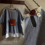 ●ブルーストライプ×ダンガリーの二重ペチプルオーバー●【sunnybilly】