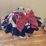 犬・猫の首輪　24～27　cocoちゃんフリルチョーカー　フリフリタイプ・ゴスロリ風・オフホワイト×タータン