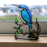 ステンドグラスサンキャッチャー　カワセミ（受注制作）