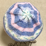 SALE🌟マルチカラーミックスのファンシーヤーンで編んだカラフルボーダー♪ベレー帽🌿col.6/再販
