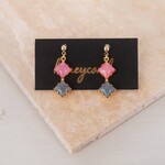 Vintage 6×6 Pink×Gray Moonstoneピアス