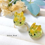💛コロンとしたミモザうさぎのリング💚 レジン フリーサイズ