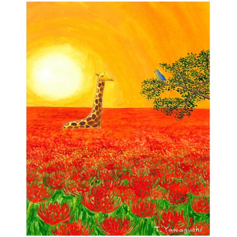 カラフルなクレパス画 キリンのシルエット 楽天市場】アートパネル オイルペイントアート 『ジラフ シック